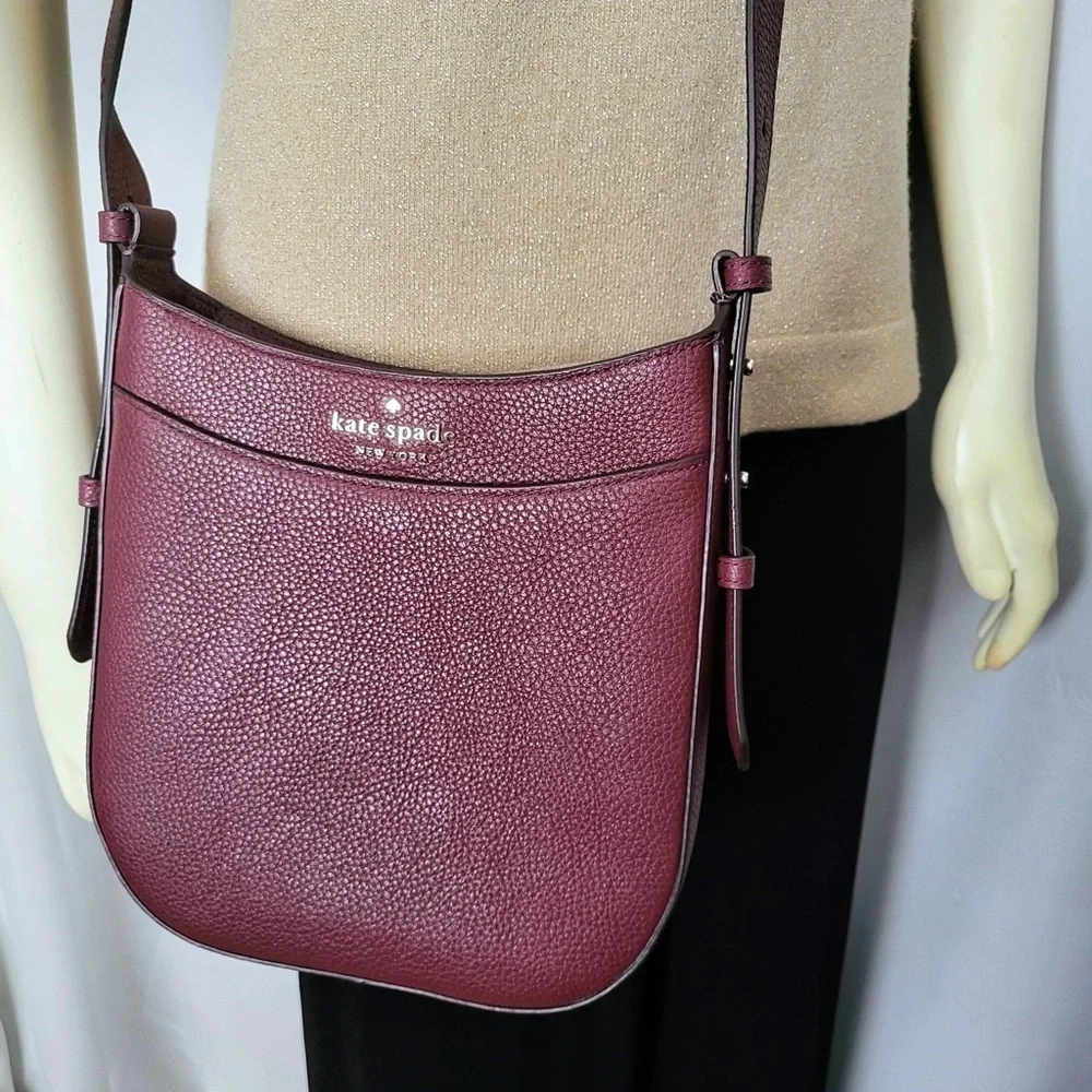 Kate Spade Leila Leather North Topzip Crossbody Blackberry Bag MSRP $329